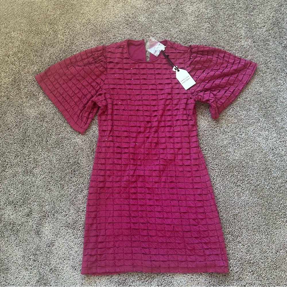 English Factory Fuchsia Textured Mini Dress